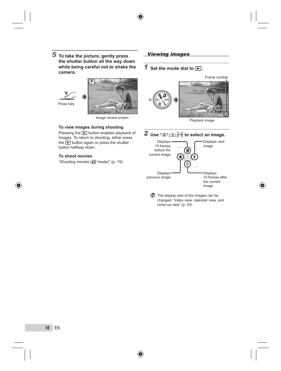 Viewing images, 16 en | Olympus 9000 User Manual | Page 16 / 78