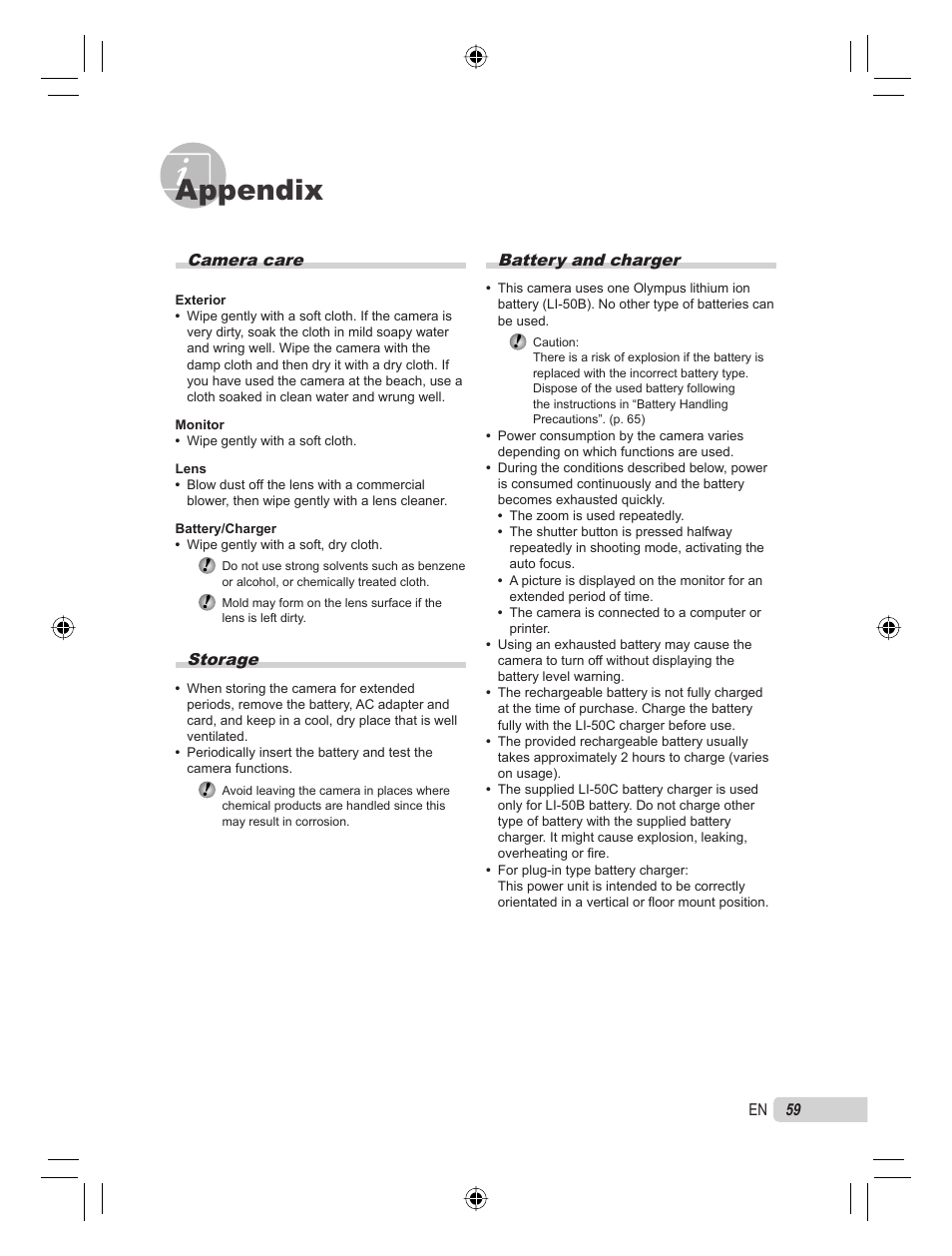 Appendix | Olympus 9000 User Manual | Page 59 / 78