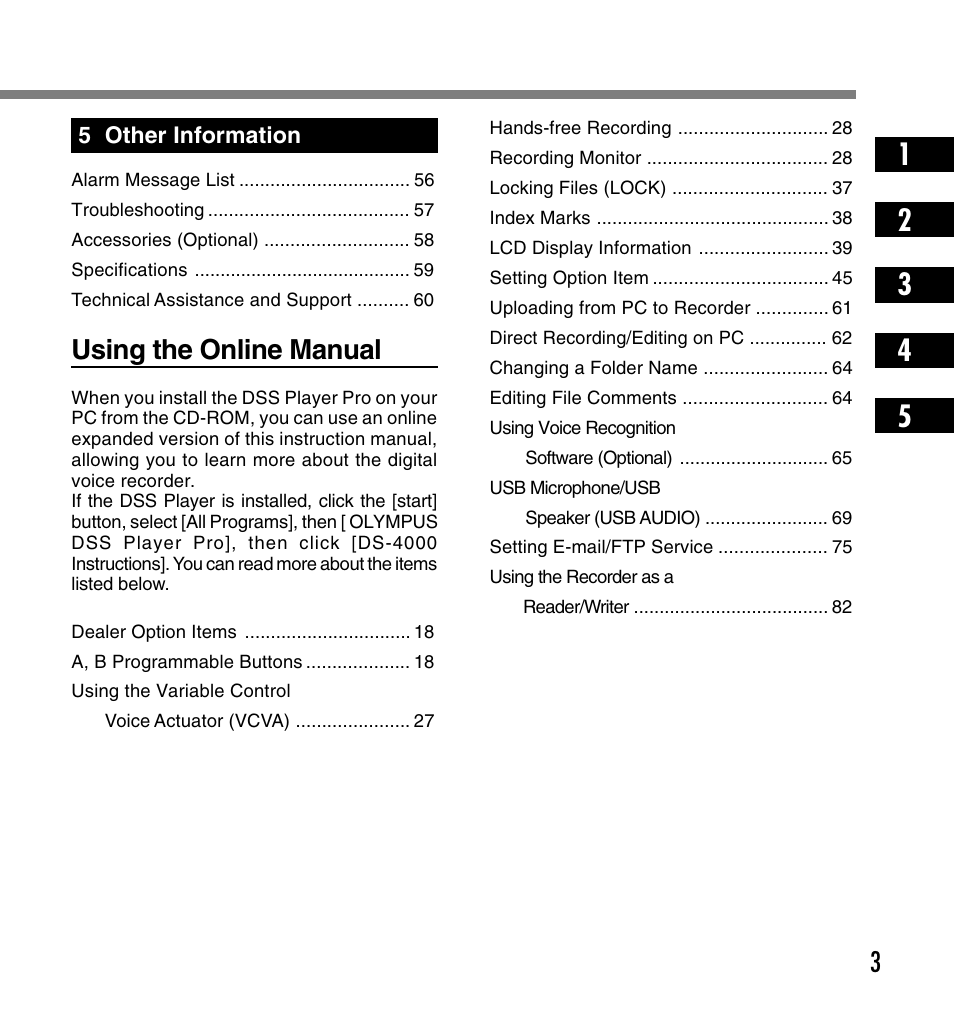 Using the online manual | Olympus DS-4000 User Manual | Page 3 / 60