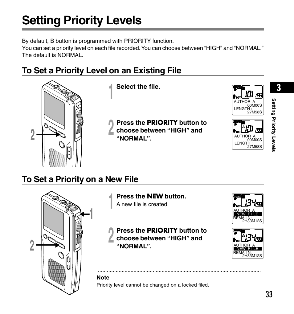 Setting priority levels | Olympus DS-4000 User Manual | Page 33 / 60