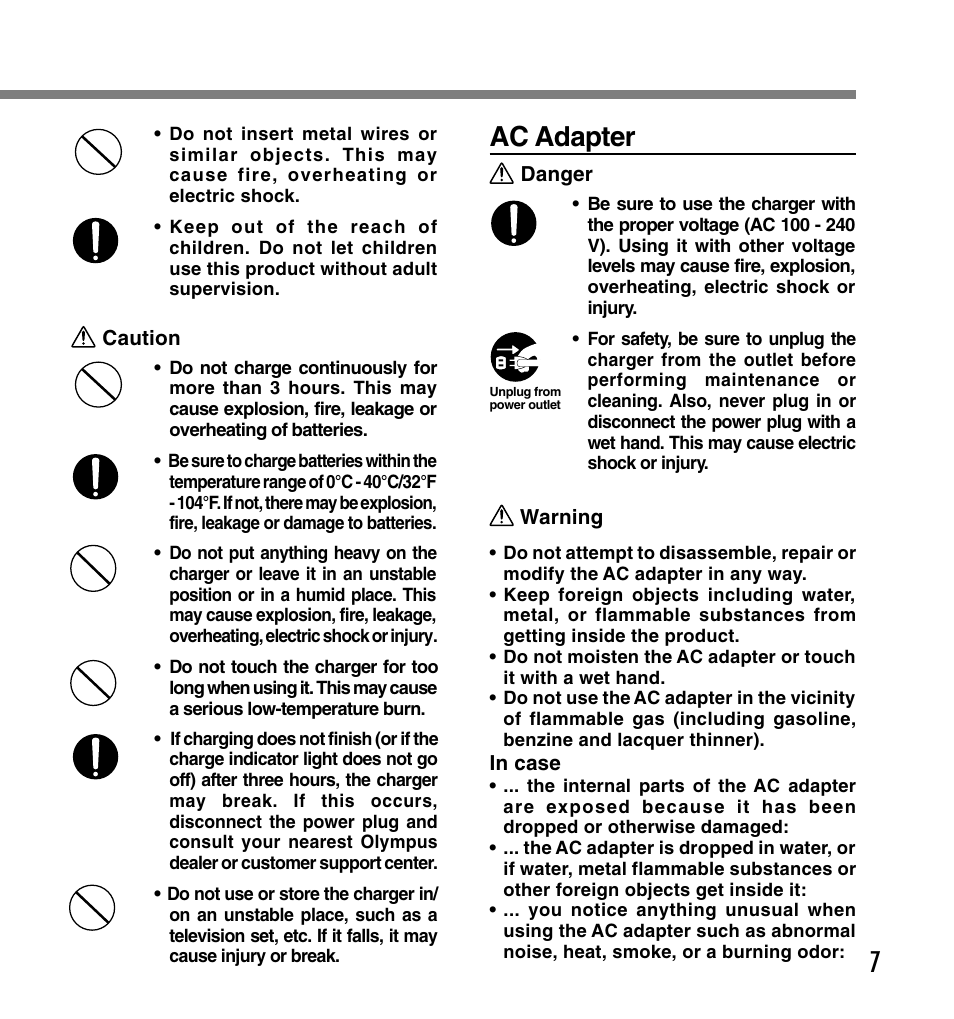 7ac adapter | Olympus DS-4000 User Manual | Page 7 / 60