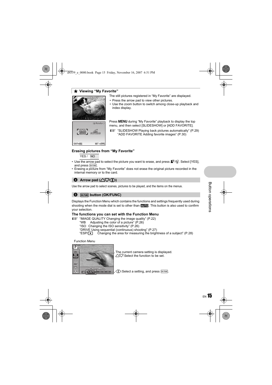 But ton opera tions | Olympus 840 User Manual | Page 15 / 84