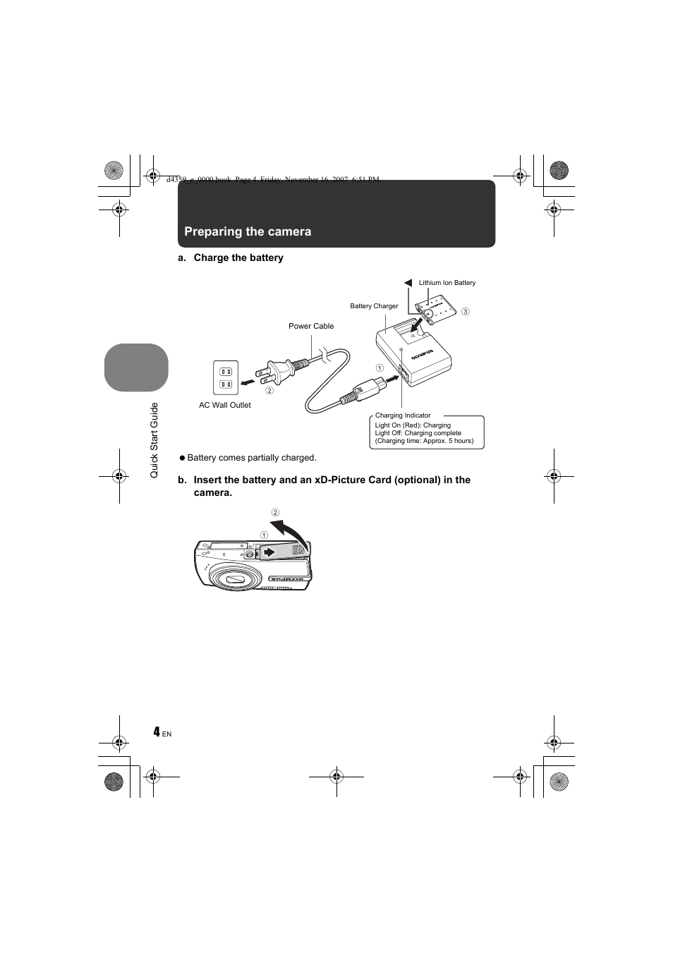 Preparing the camera | Olympus 840 User Manual | Page 4 / 84