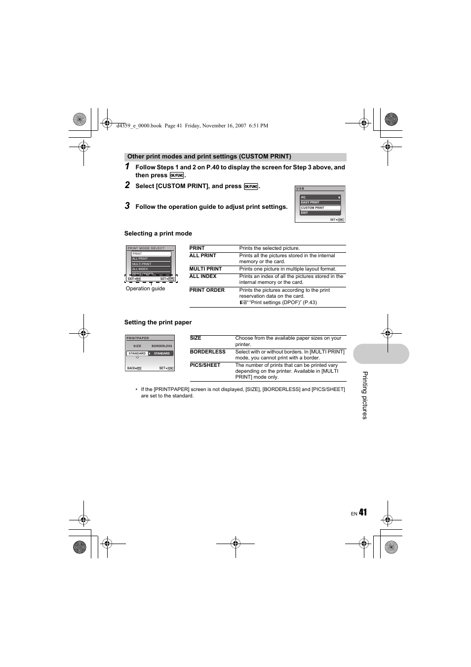 Prin ting pi ctu re s | Olympus 840 User Manual | Page 41 / 84