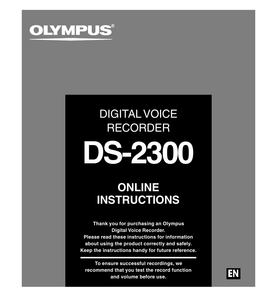 Olympus DS-2300 User Manual | 86 pages