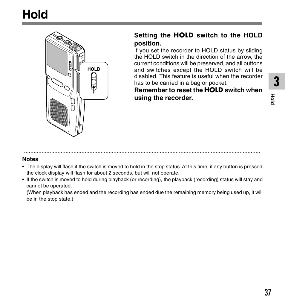 Hold | Olympus DS-2300 User Manual | Page 37 / 86