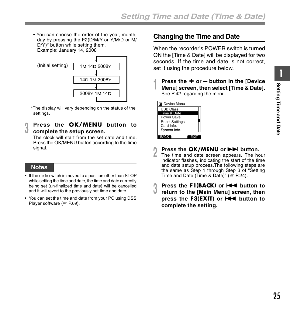 Setting time and date (time & date) | Olympus DS-5000 User Manual | Page 25 / 83
