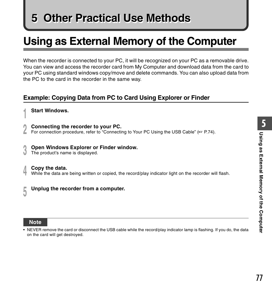 5 other practical use methods | Olympus DS-5000 User Manual | Page 77 / 83