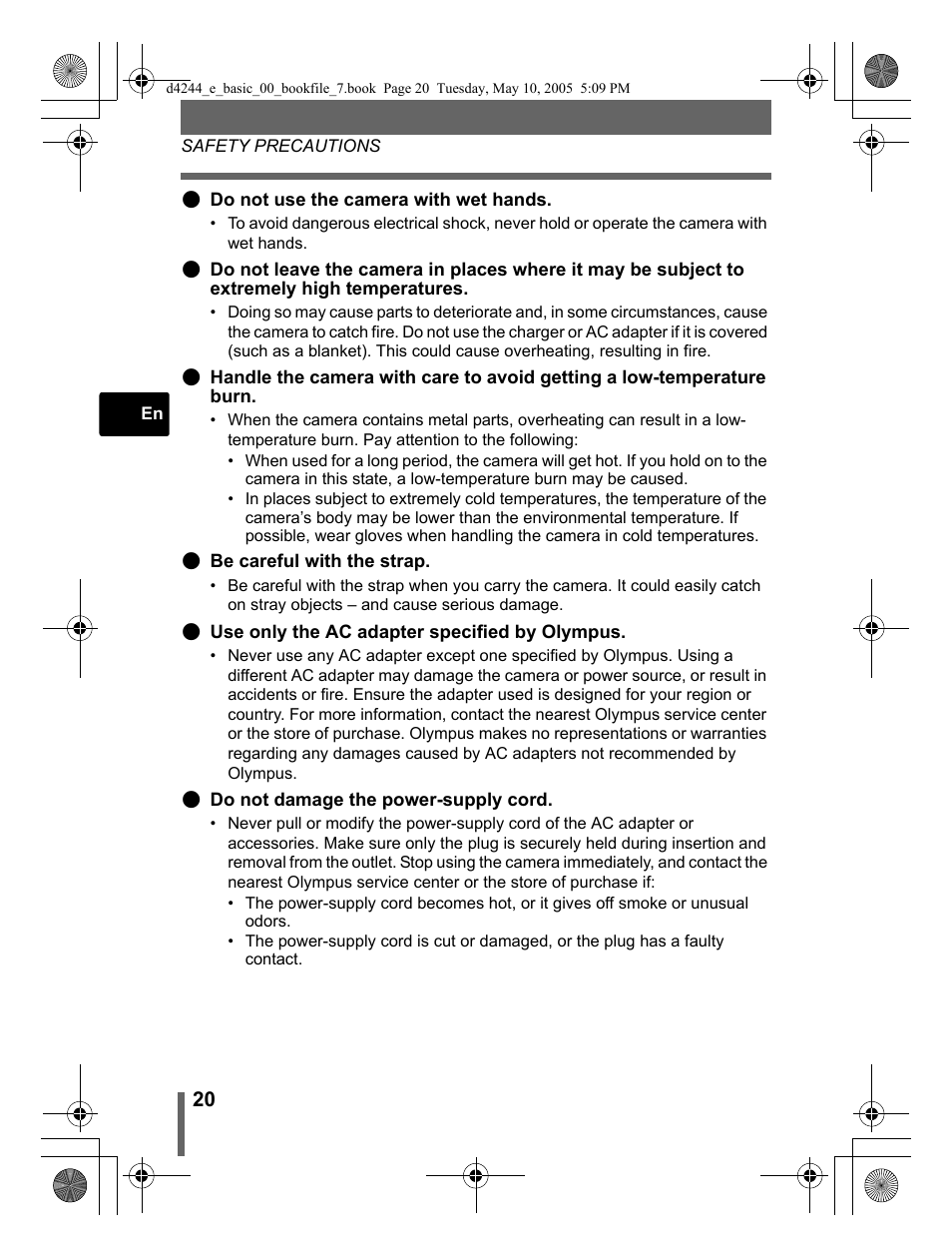 Olympus STYLUS 800 User Manual | Page 20 / 92