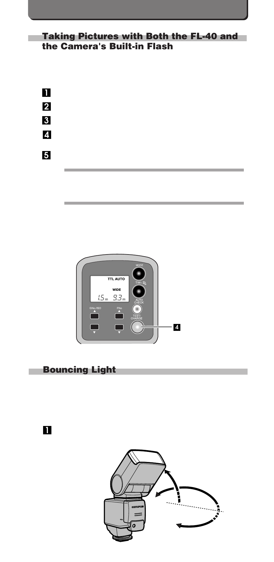 Bouncing light | Olympus FL-40 User Manual | Page 14 / 25