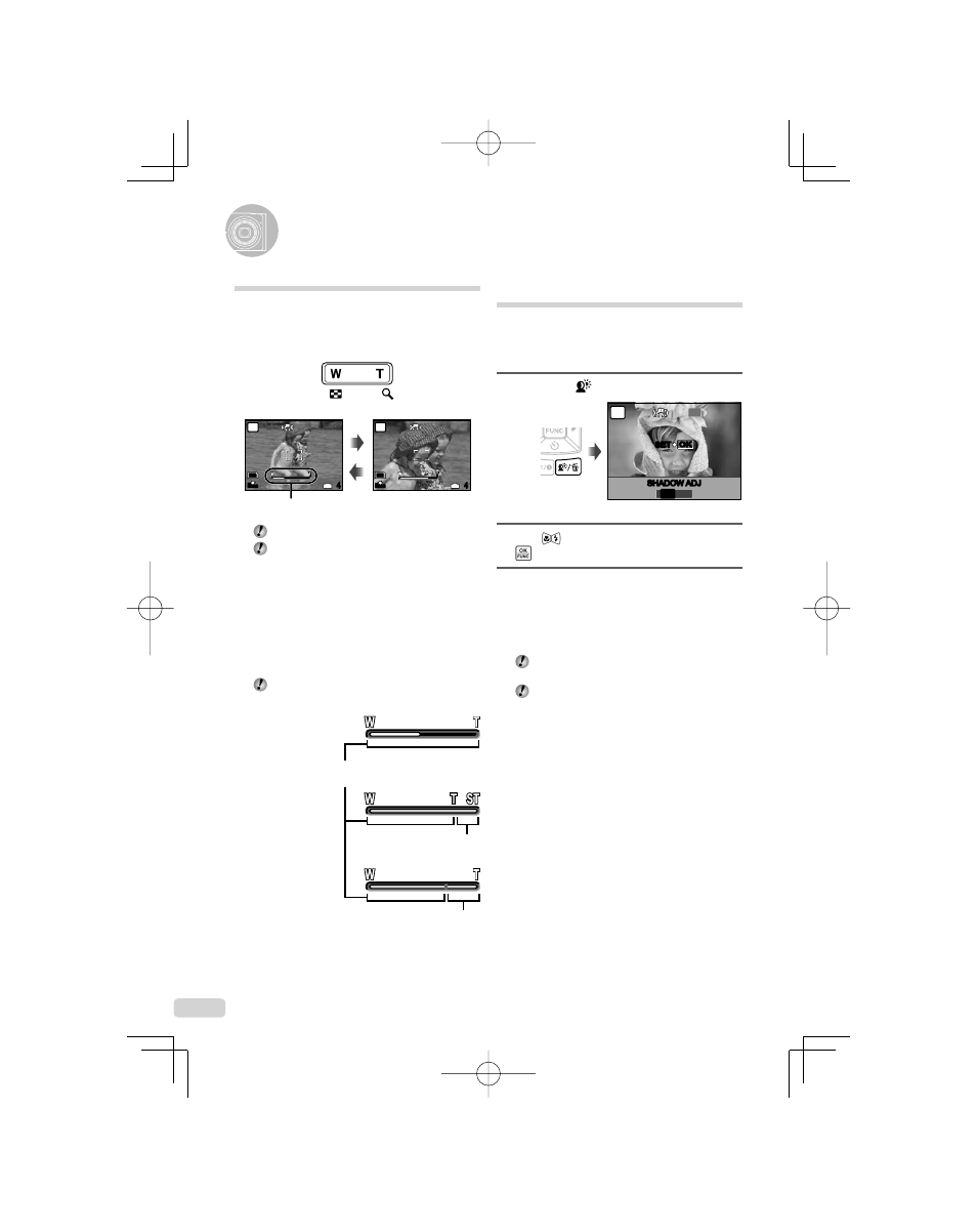 Using shooting functions, Using the optical zoom | Olympus 1060 User Manual | Page 20 / 78