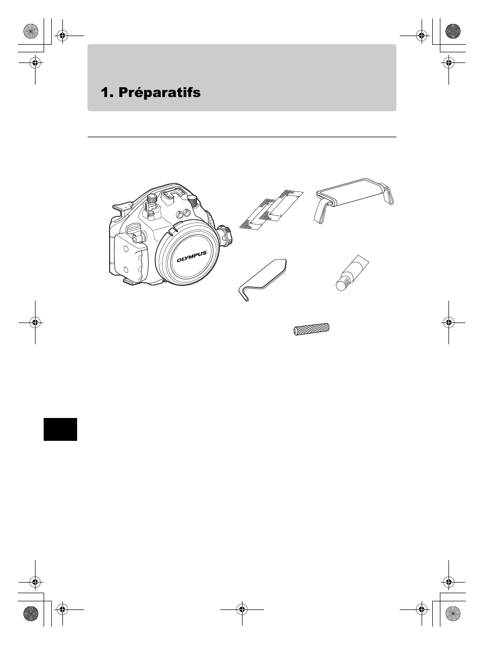 Préparatifs, Contrôle du contenu de l’emballage | Olympus PT-E05 User Manual | Page 88 / 284