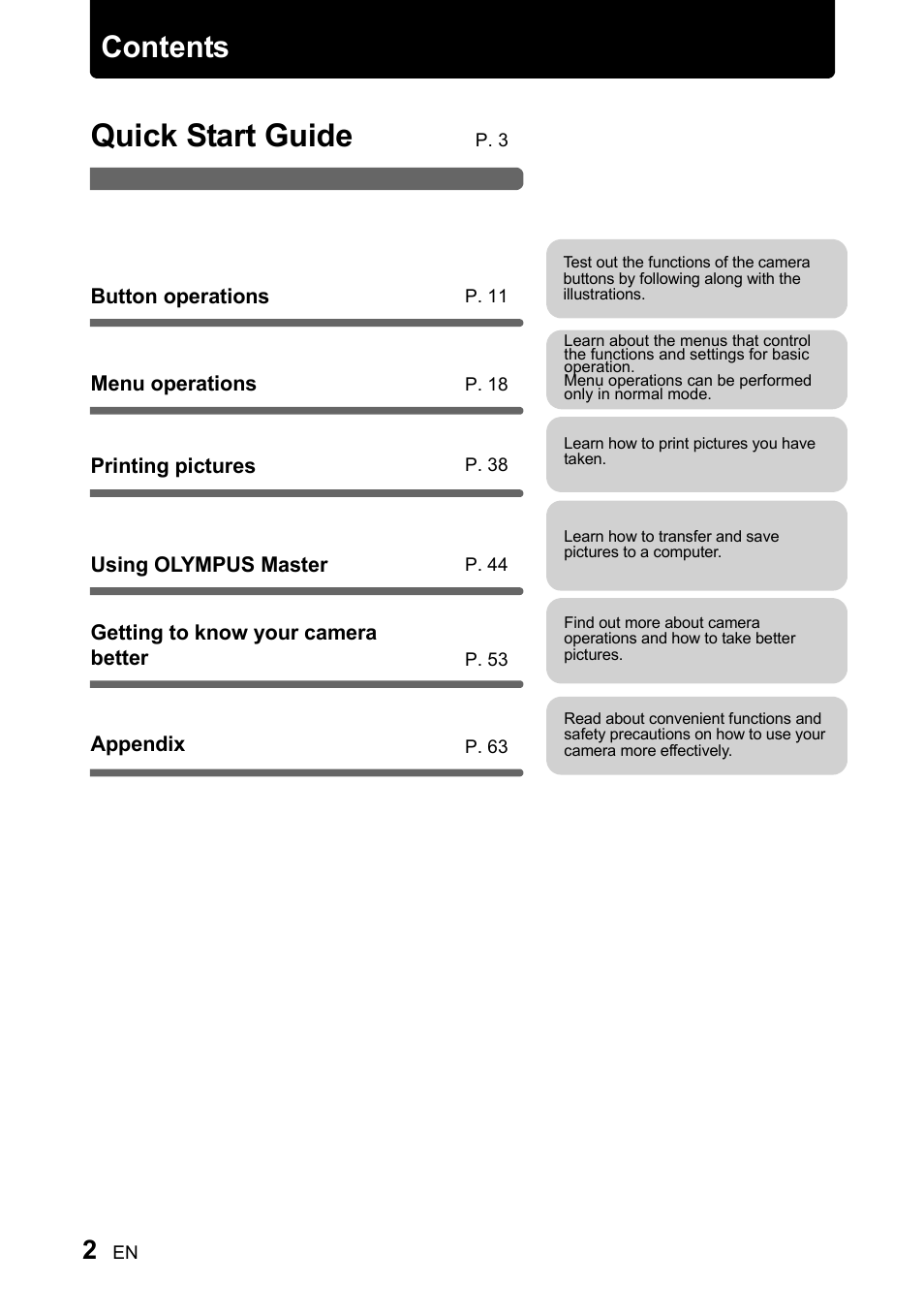 Olympus 730 User Manual | Page 2 / 80