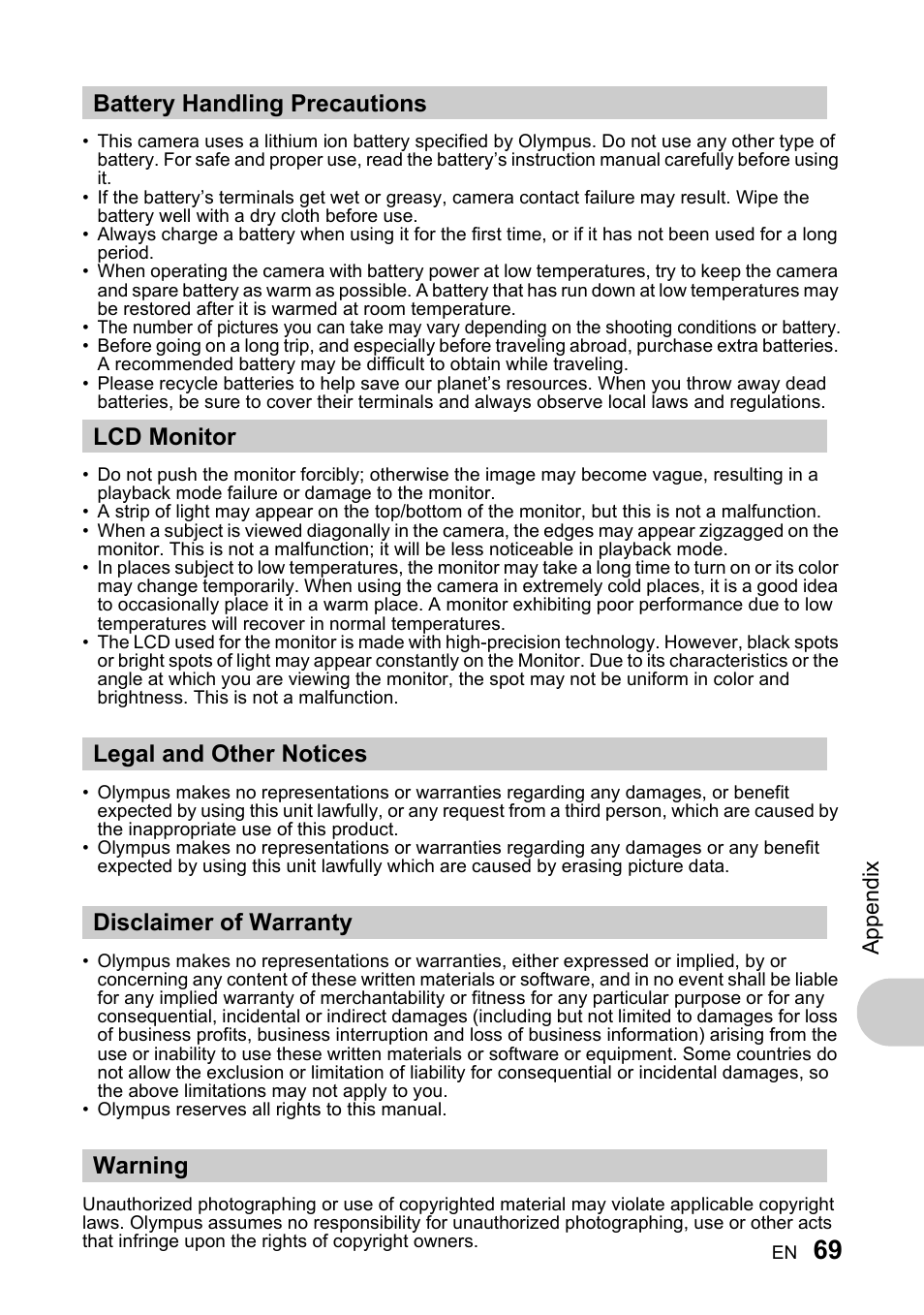 Olympus 730 User Manual | Page 69 / 80