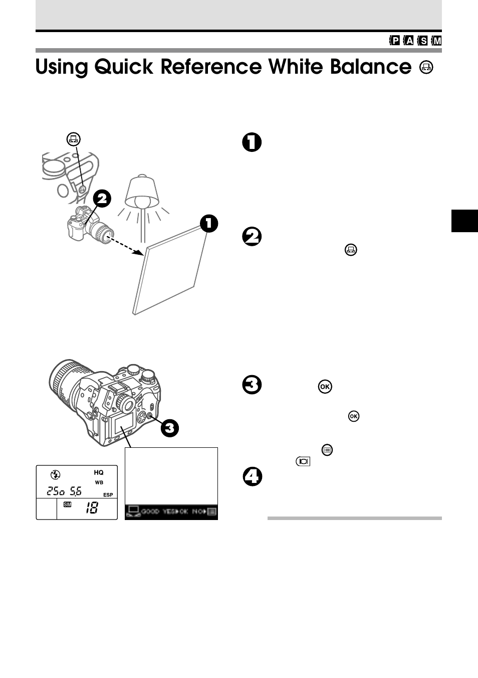 Using quick reference white balance | Olympus VT1621-01 User Manual | Page 103 / 202