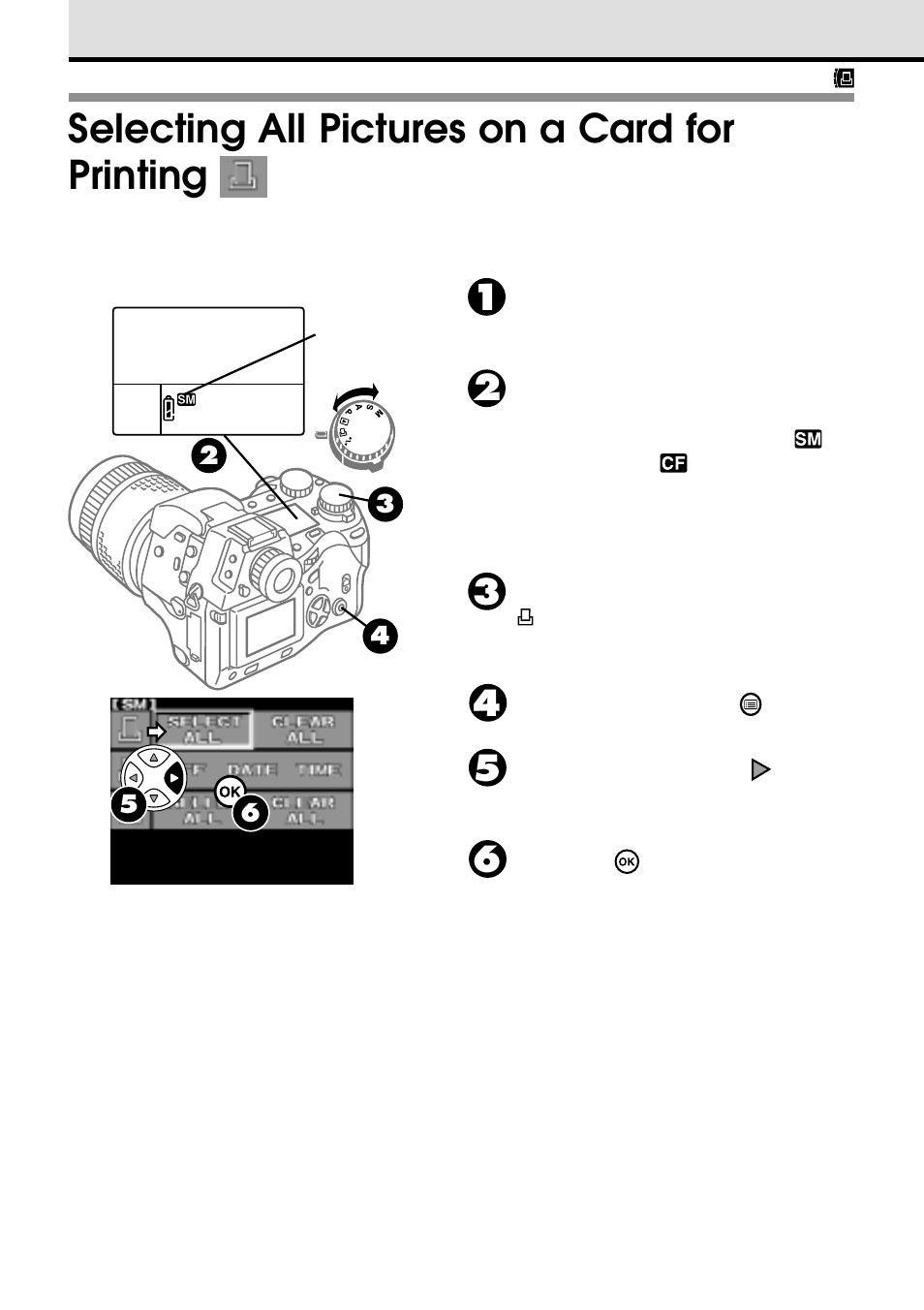 Selecting all pictures on a card for printing | Olympus VT1621-01 User Manual | Page 162 / 202