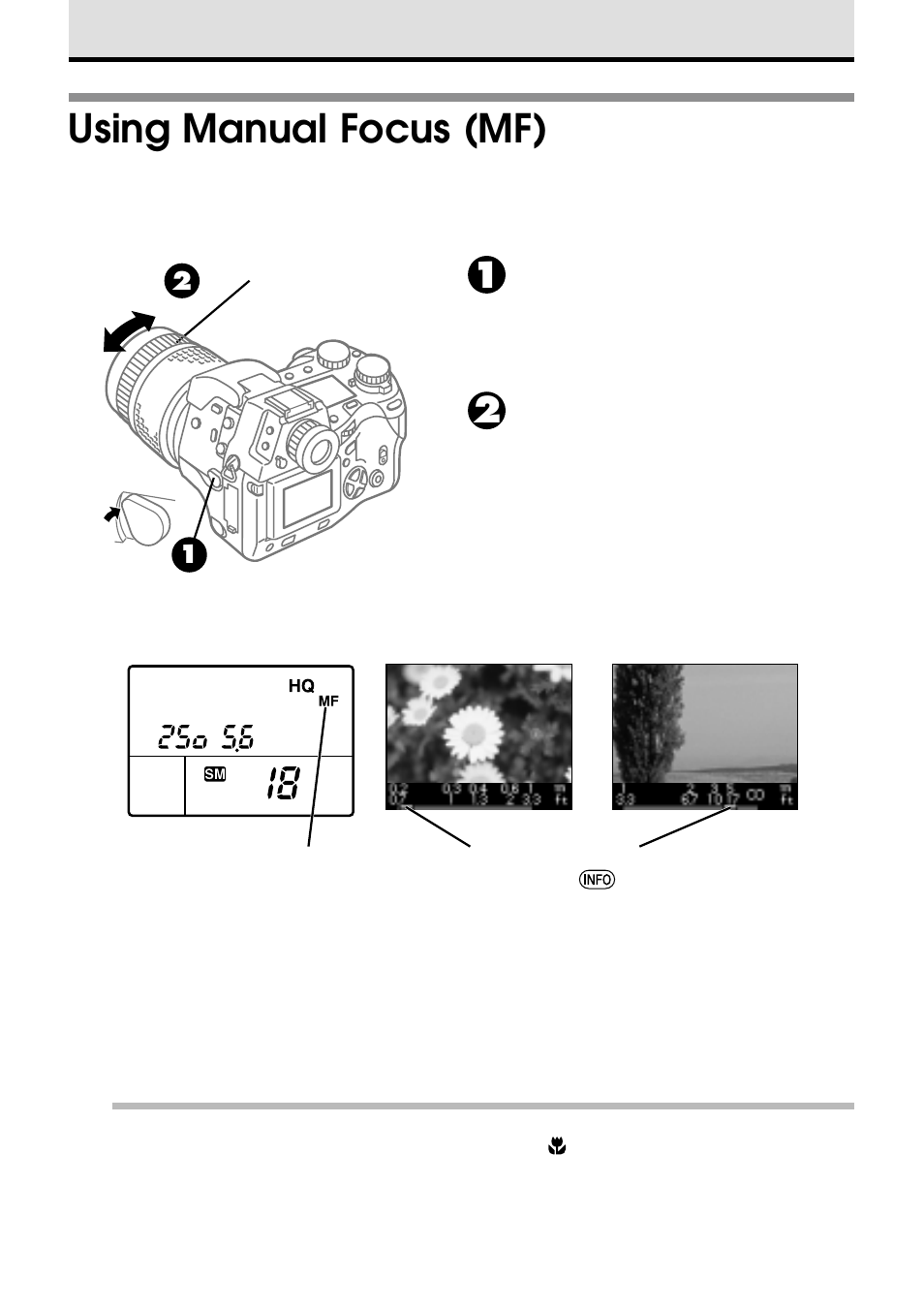 Using manual focus (mf) | Olympus VT1621-01 User Manual | Page 70 / 202