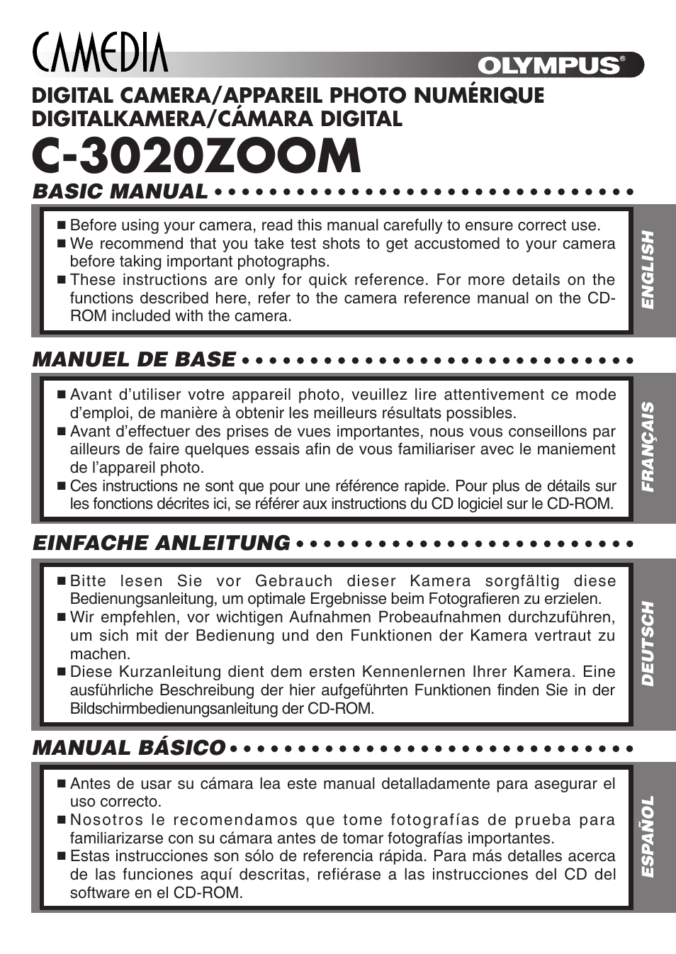 Olympus C-3020ZOOM User Manual | 180 pages