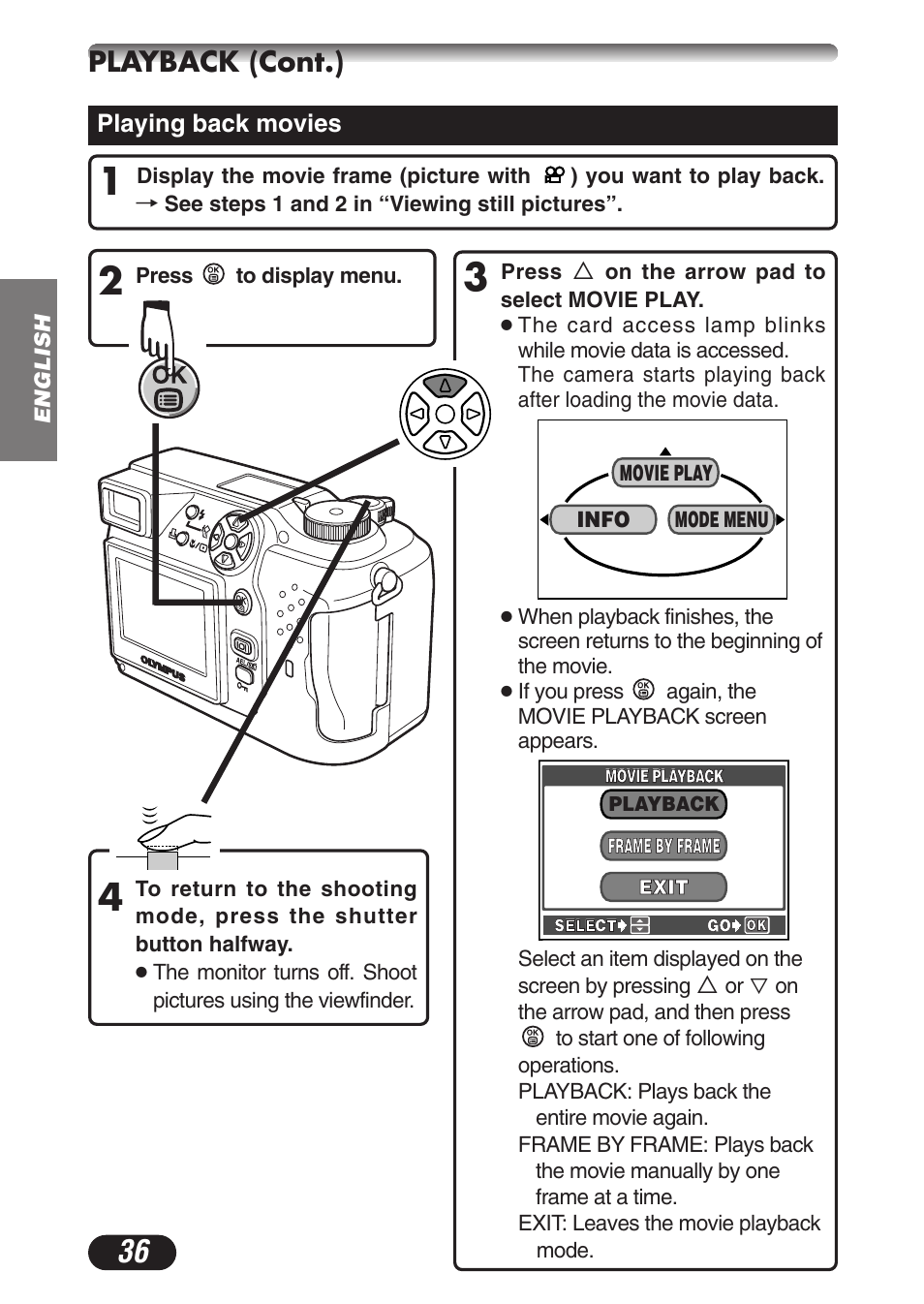 Playback (cont.) | Olympus C-3020ZOOM User Manual | Page 36 / 180
