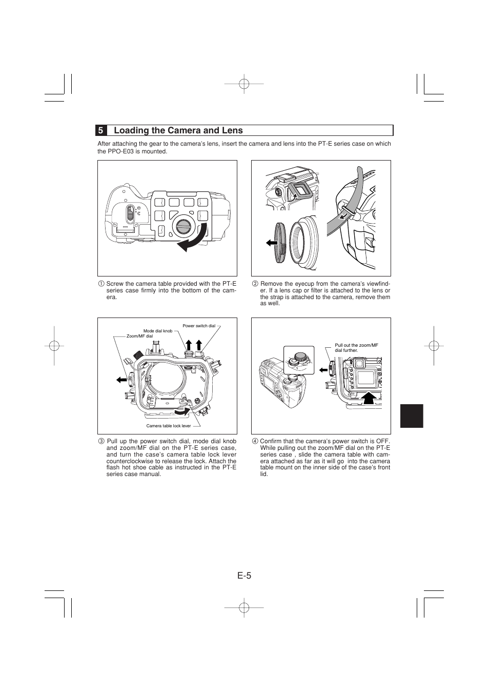 5loading the camera and lens | Olympus PPO-E03 User Manual | Page 15 / 60