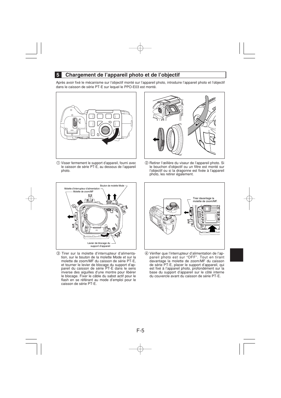 5chargement de l’appareil photo et de l’objectif | Olympus PPO-E03 User Manual | Page 23 / 60