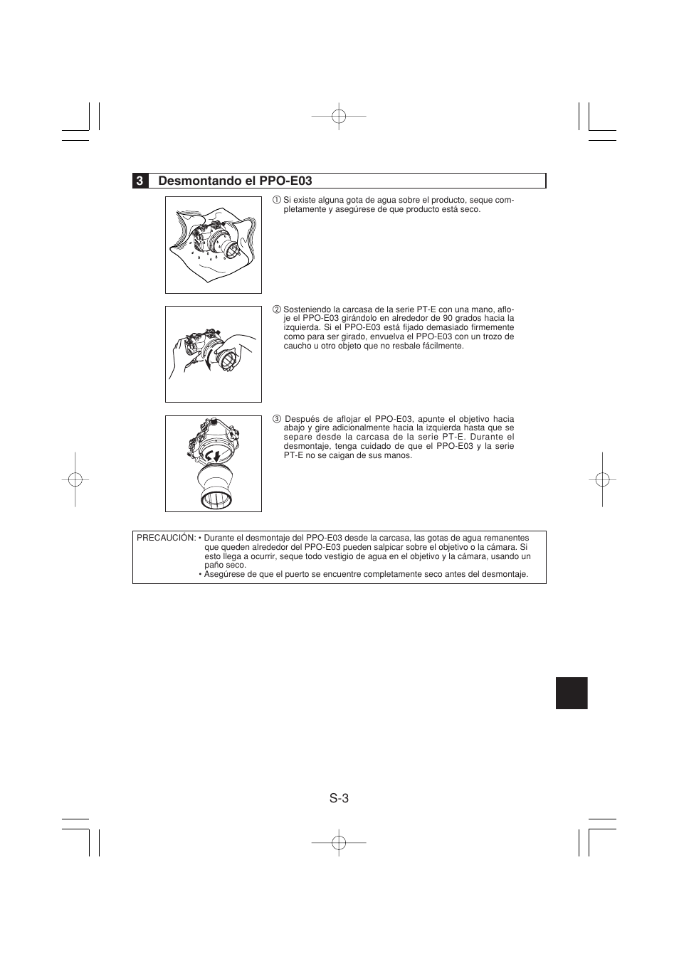 S-3 3 desmontando el ppo-e03 | Olympus PPO-E03 User Manual | Page 37 / 60