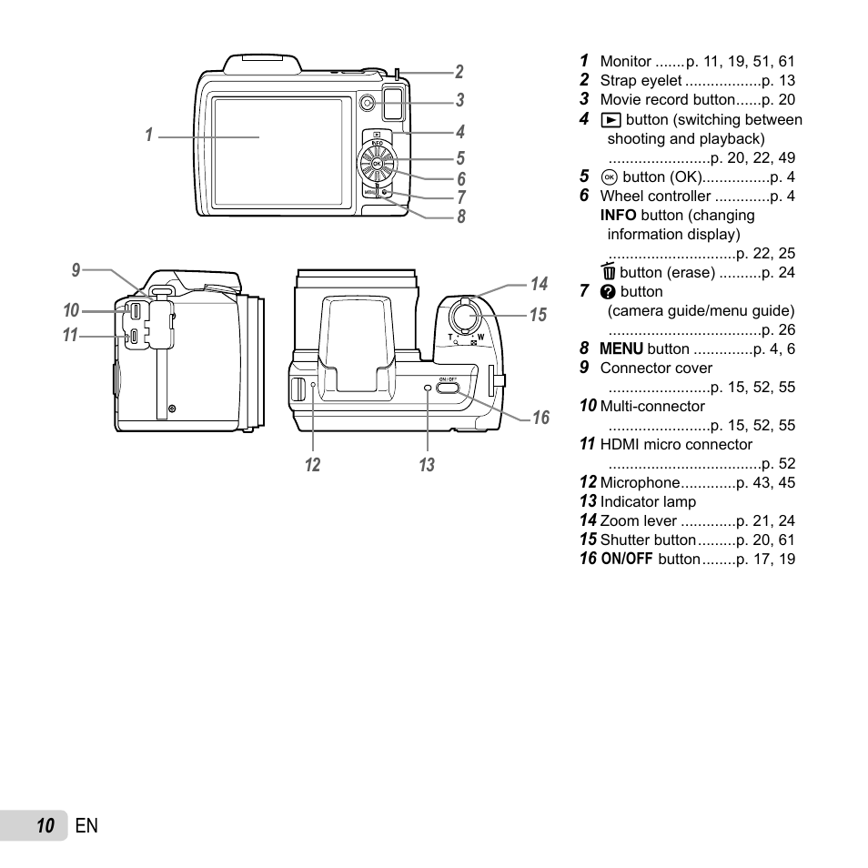 10 en | Olympus SP-610UZ User Manual | Page 10 / 84