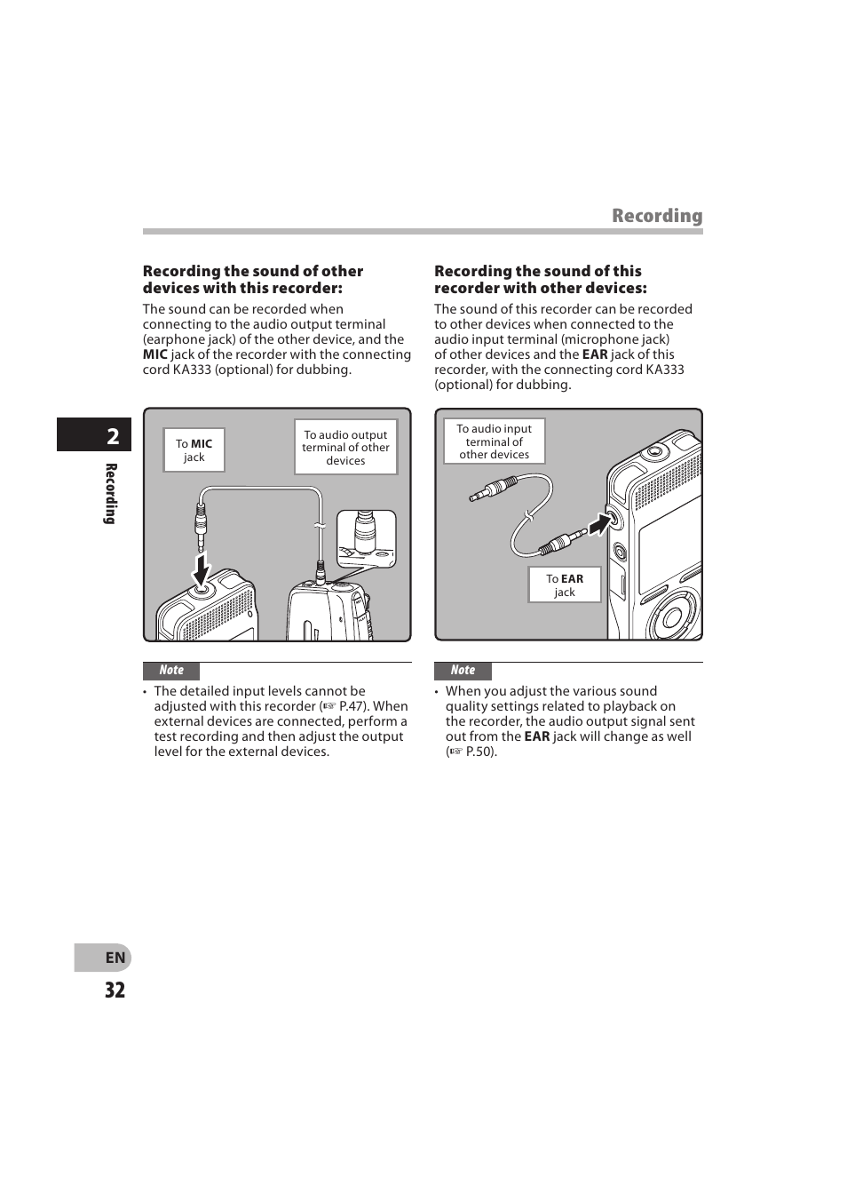 Recording | Olympus DM-550 User Manual | Page 32 / 128