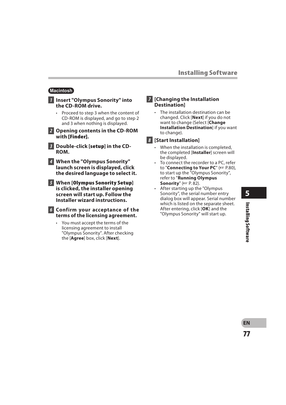 Installing software | Olympus DM-550 User Manual | Page 77 / 128