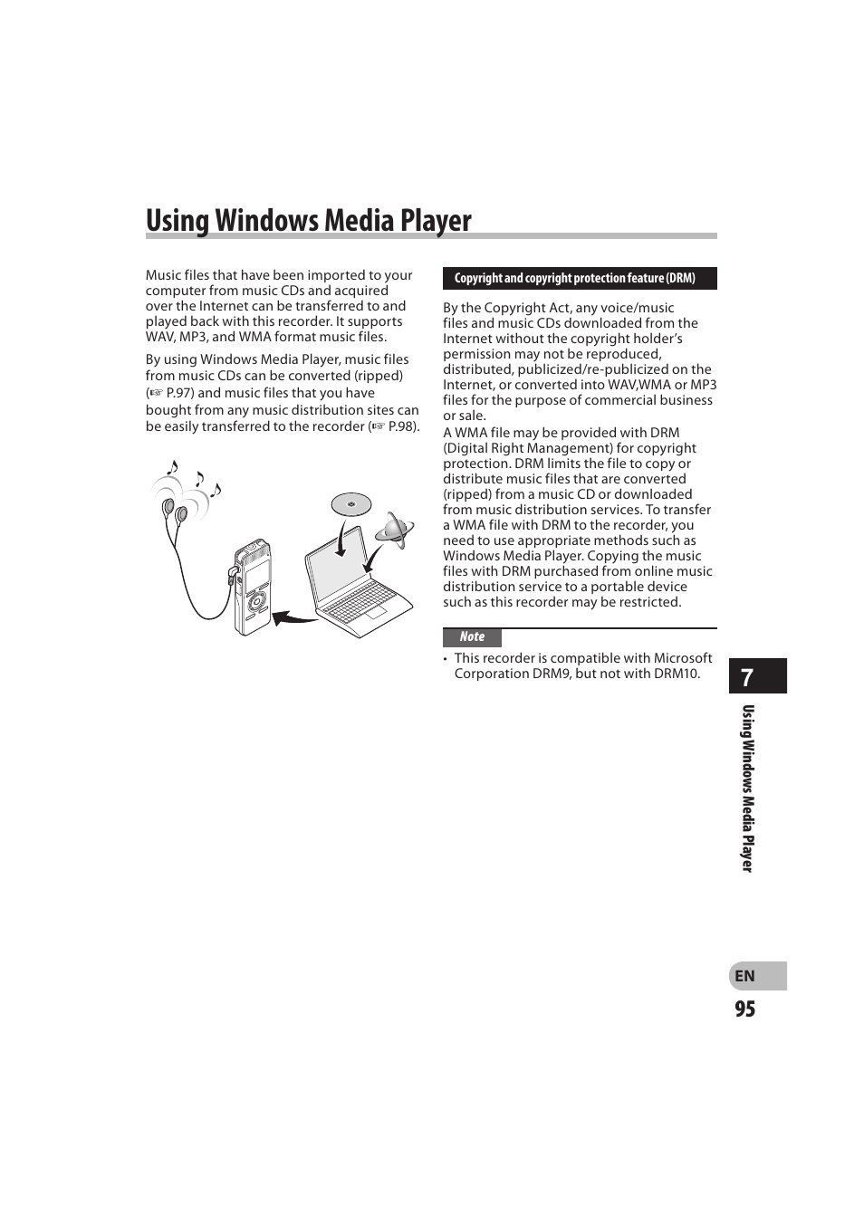 Using windows media player | Olympus DM-550 User Manual | Page 95 / 128