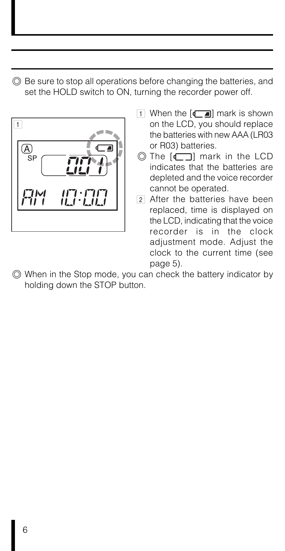 Changing the batteries | Olympus VN-180 User Manual | Page 6 / 26
