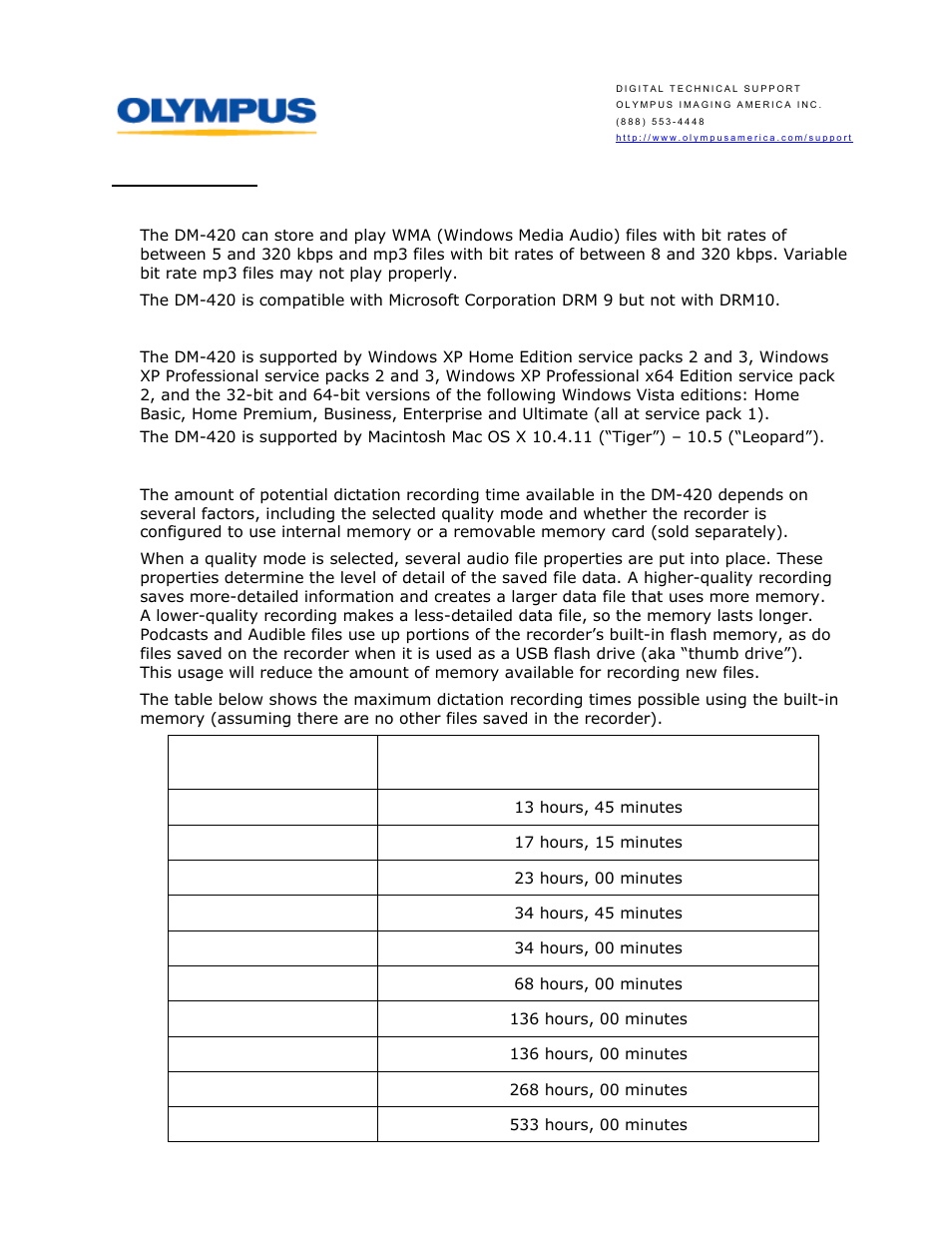 Olympus DM-420 User Manual | Page 8 / 14