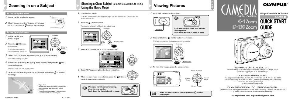 Olympus C-150 ZOOM User Manual | 2 pages