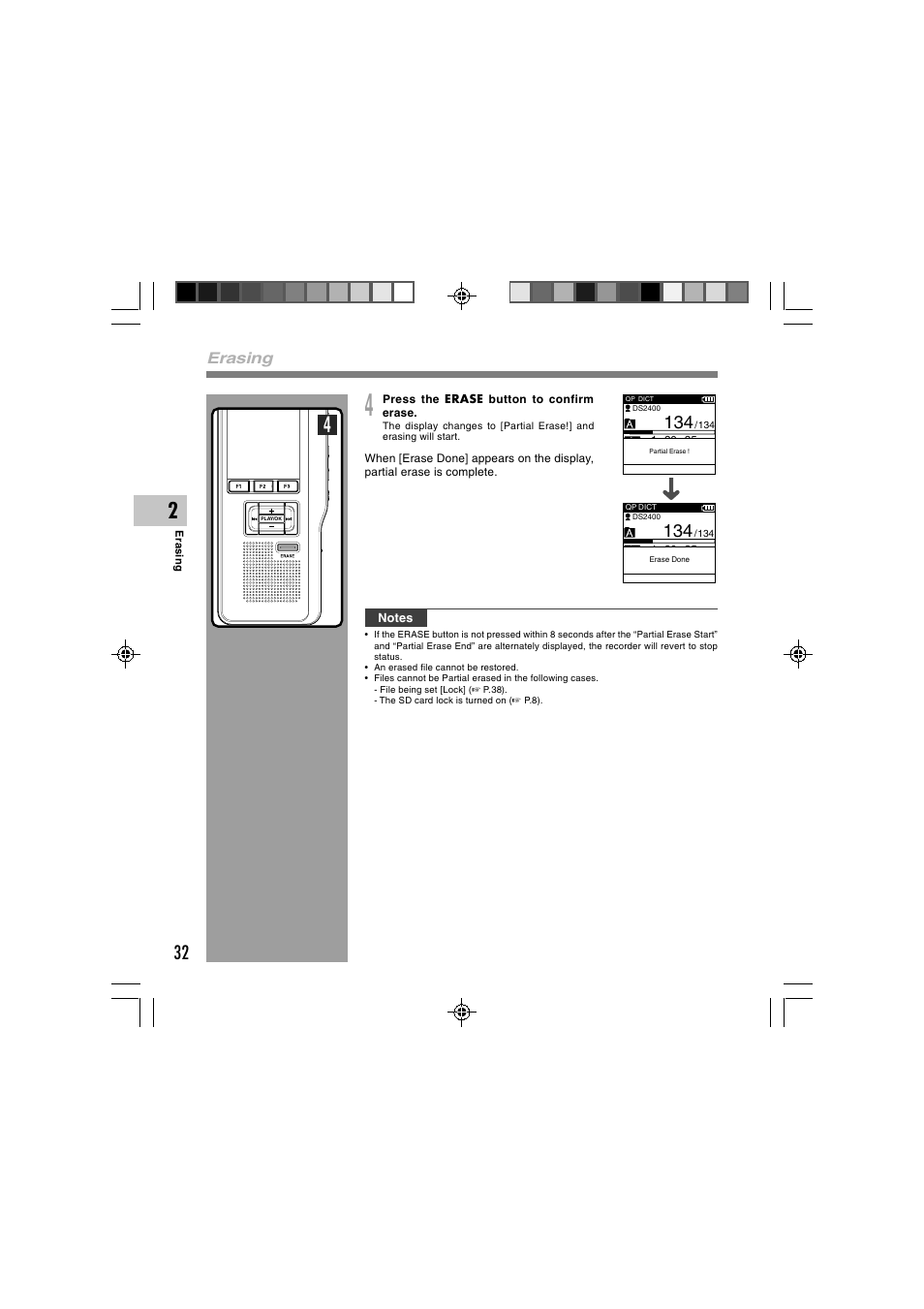 Erasing | Olympus DS-2400 User Manual | Page 32 / 64