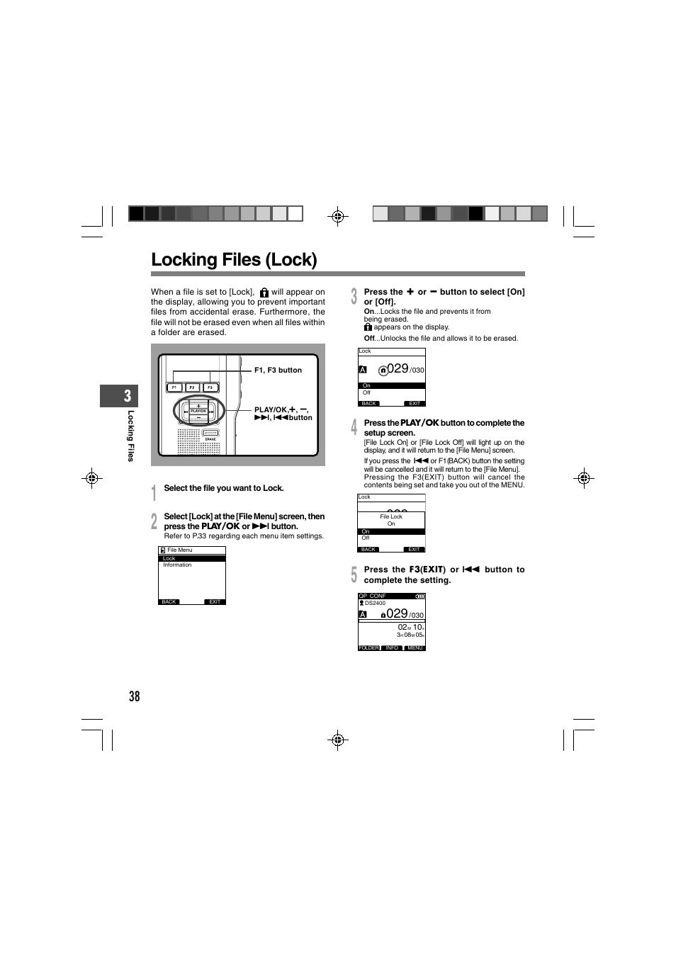 Locking files (lock) | Olympus DS-2400 User Manual | Page 38 / 64