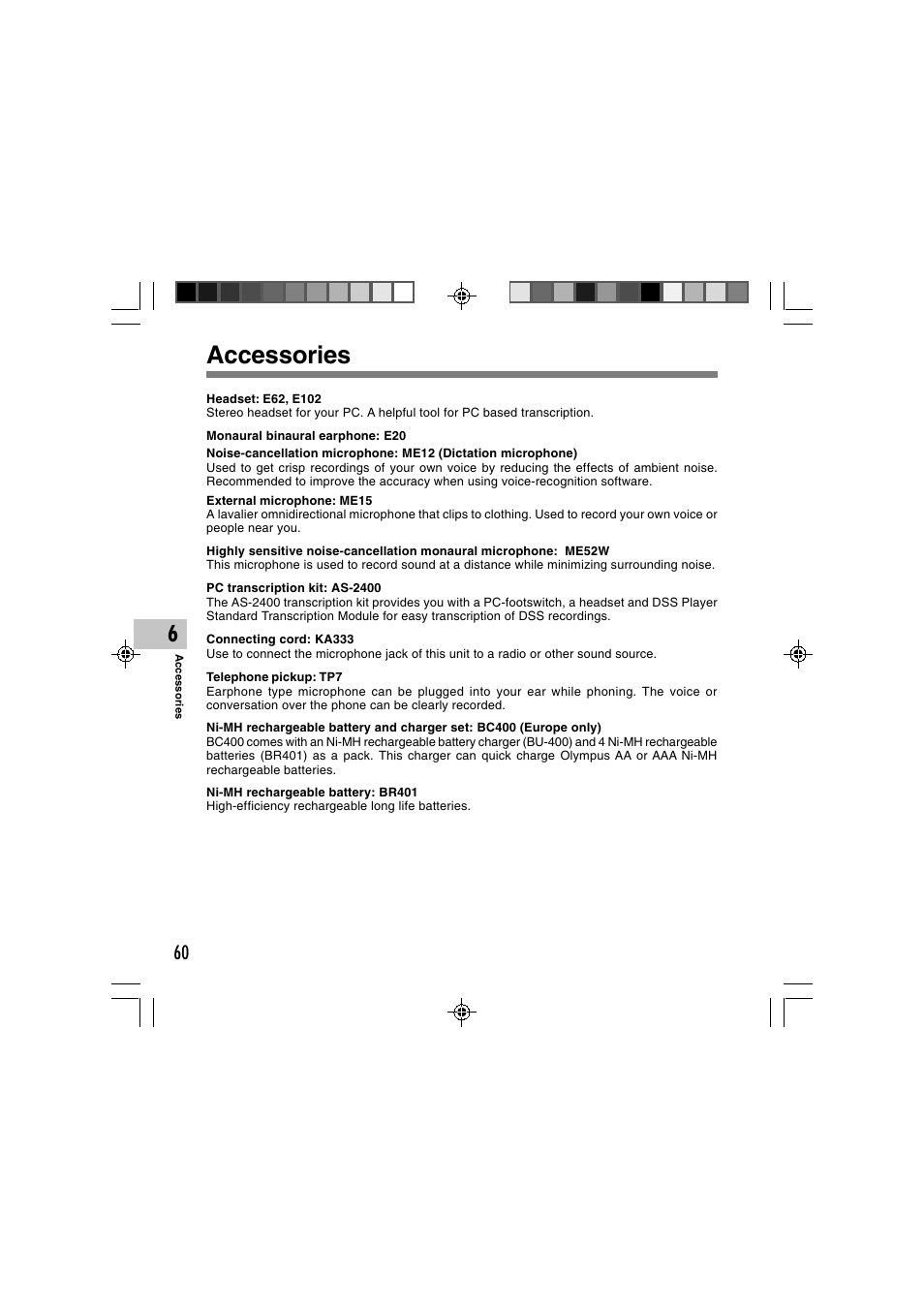 Accessories | Olympus DS-2400 User Manual | Page 60 / 64