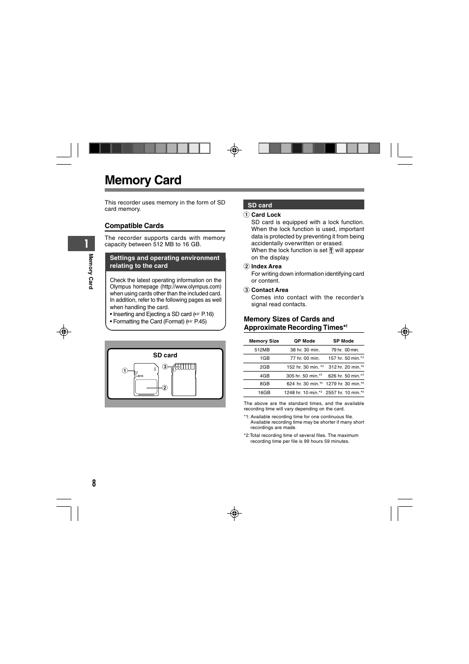 Compatible cards | Olympus DS-2400 User Manual | Page 8 / 64