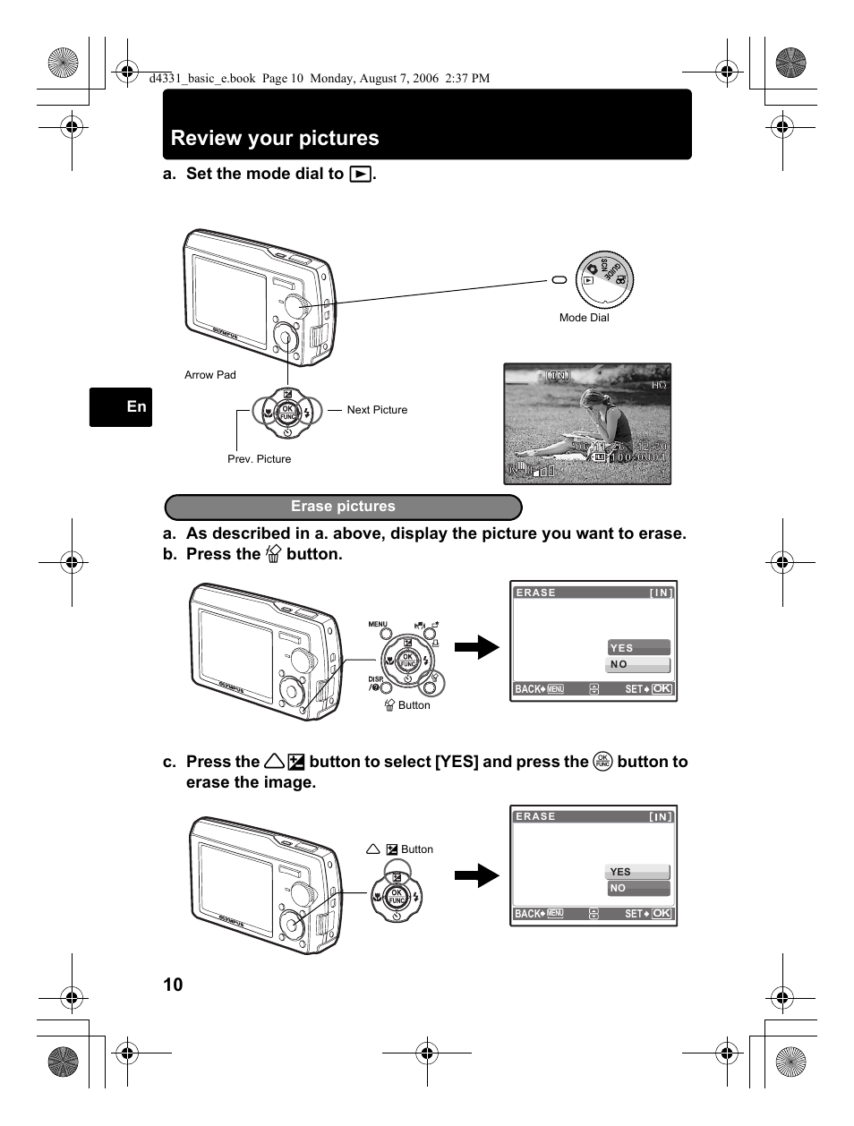 Review your pictures | Olympus D 1000 User Manual | Page 10 / 84