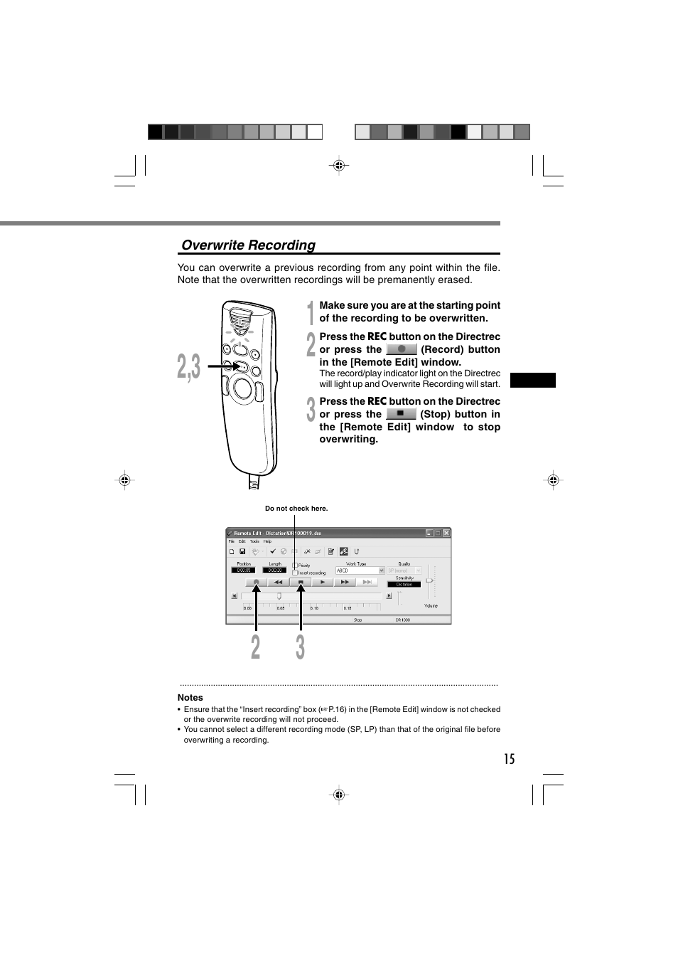 Olympus Directrec DR-1000 User Manual | Page 15 / 36