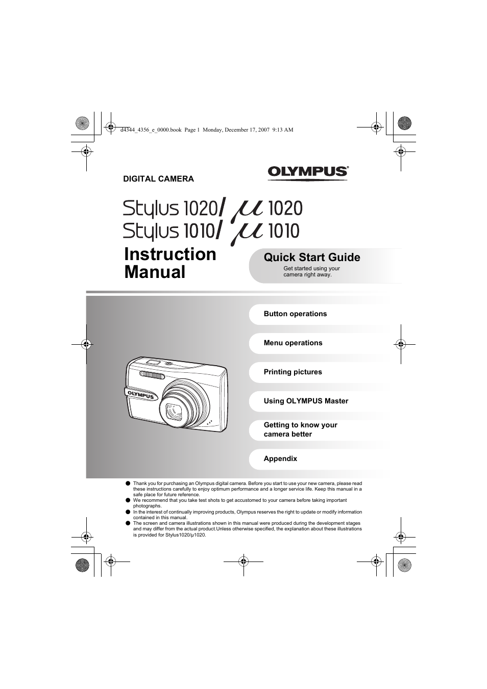 Olympus 1020 User Manual | 84 pages