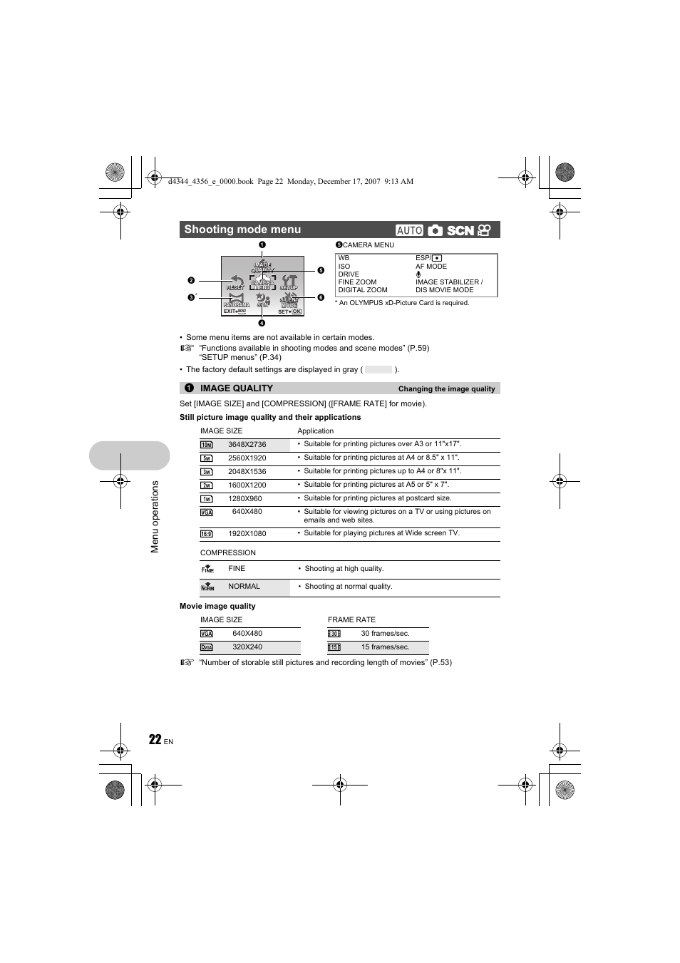 Menu op erati ons | Olympus 1020 User Manual | Page 22 / 84
