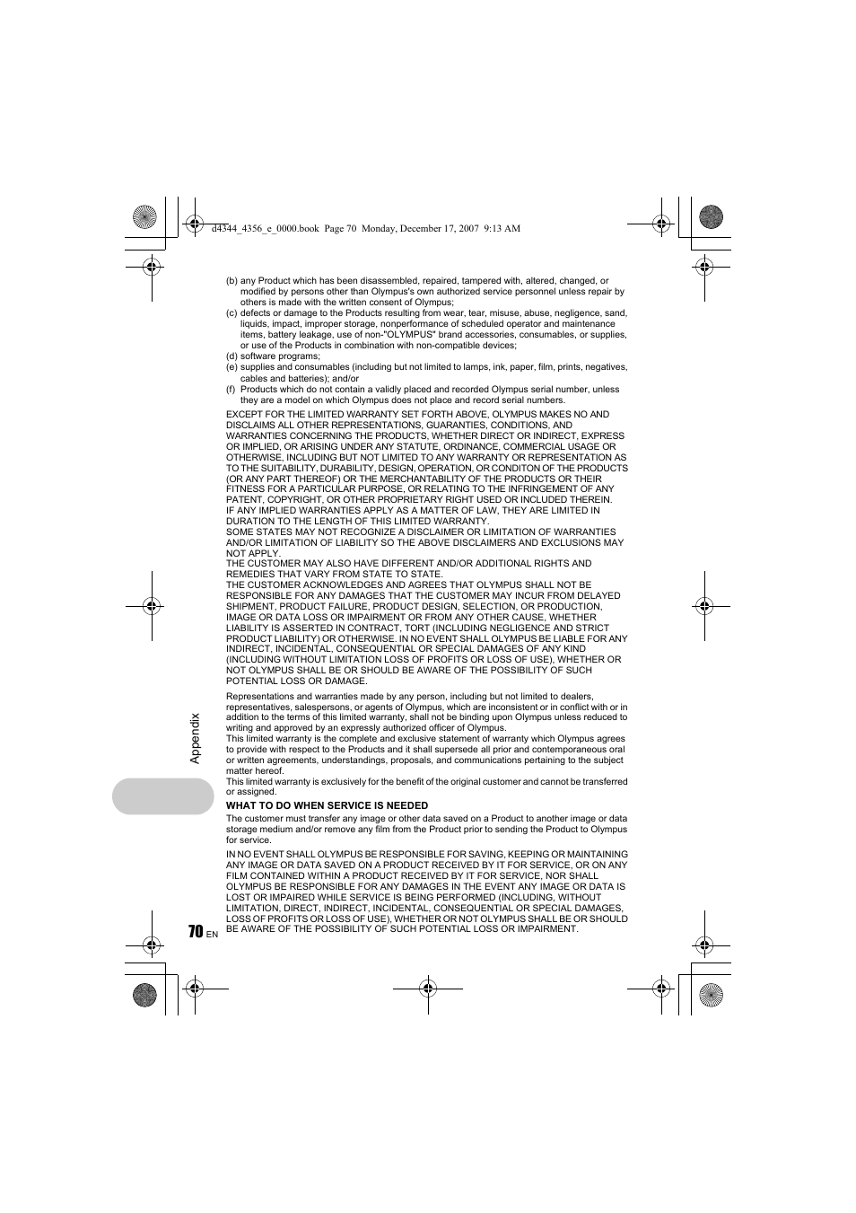 Olympus 1020 User Manual | Page 70 / 84