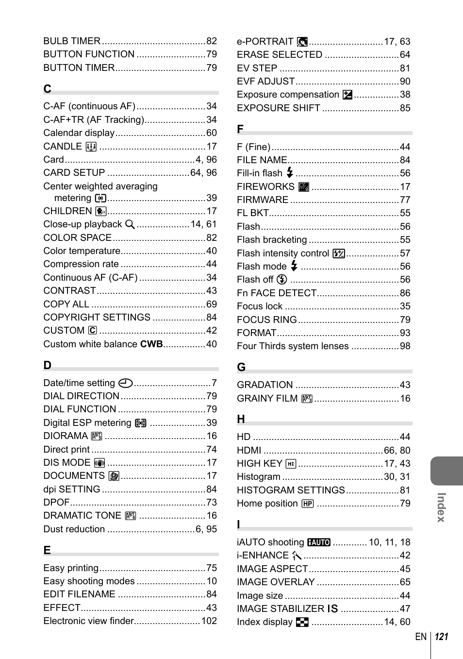 Olympus E-PL2 User Manual | Page 121 / 124