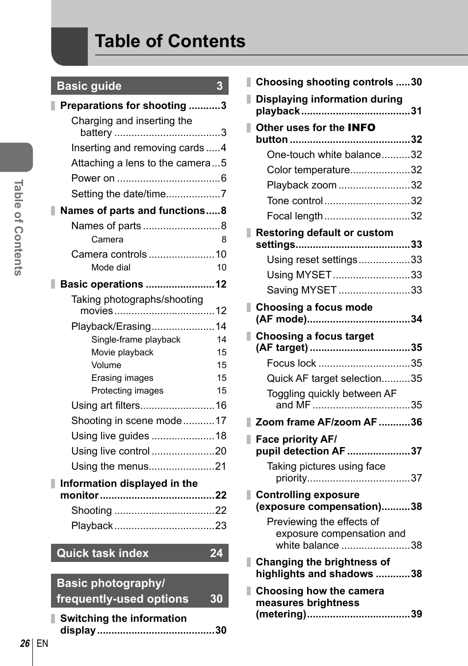 Olympus E-PL2 User Manual | Page 26 / 124