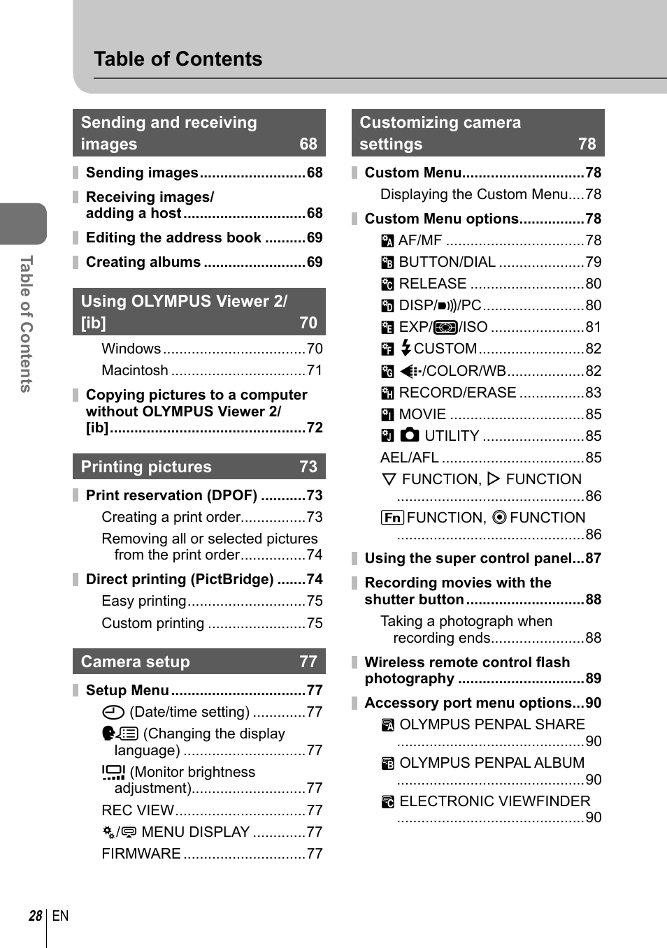 Olympus E-PL2 User Manual | Page 28 / 124