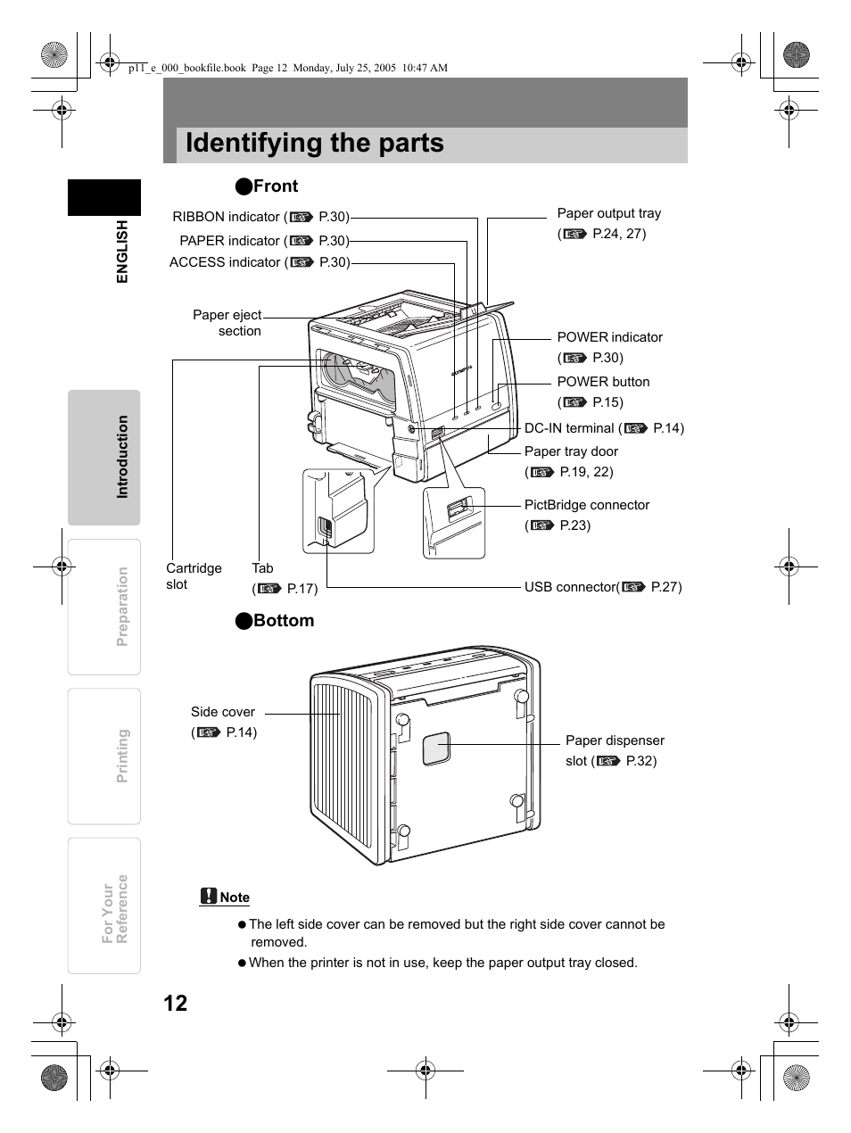 Identifying the parts | Olympus P-11 User Manual | Page 12 / 164