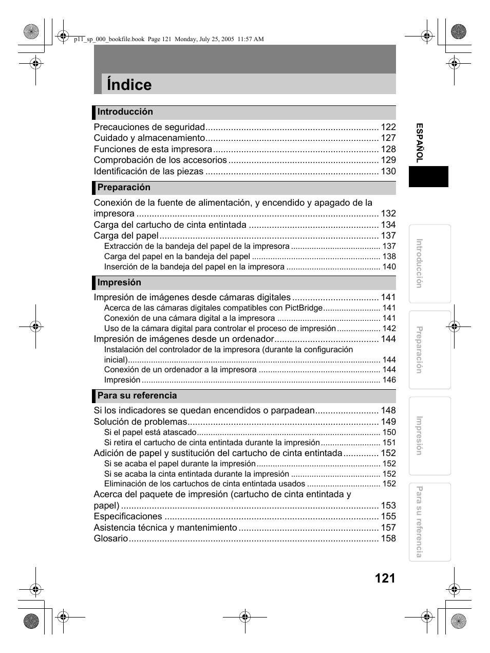 Índice | Olympus P-11 User Manual | Page 121 / 164