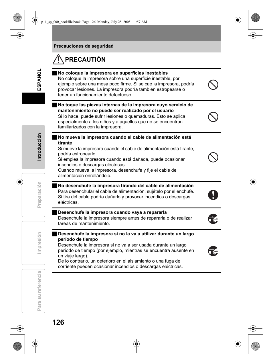 Precautión | Olympus P-11 User Manual | Page 126 / 164