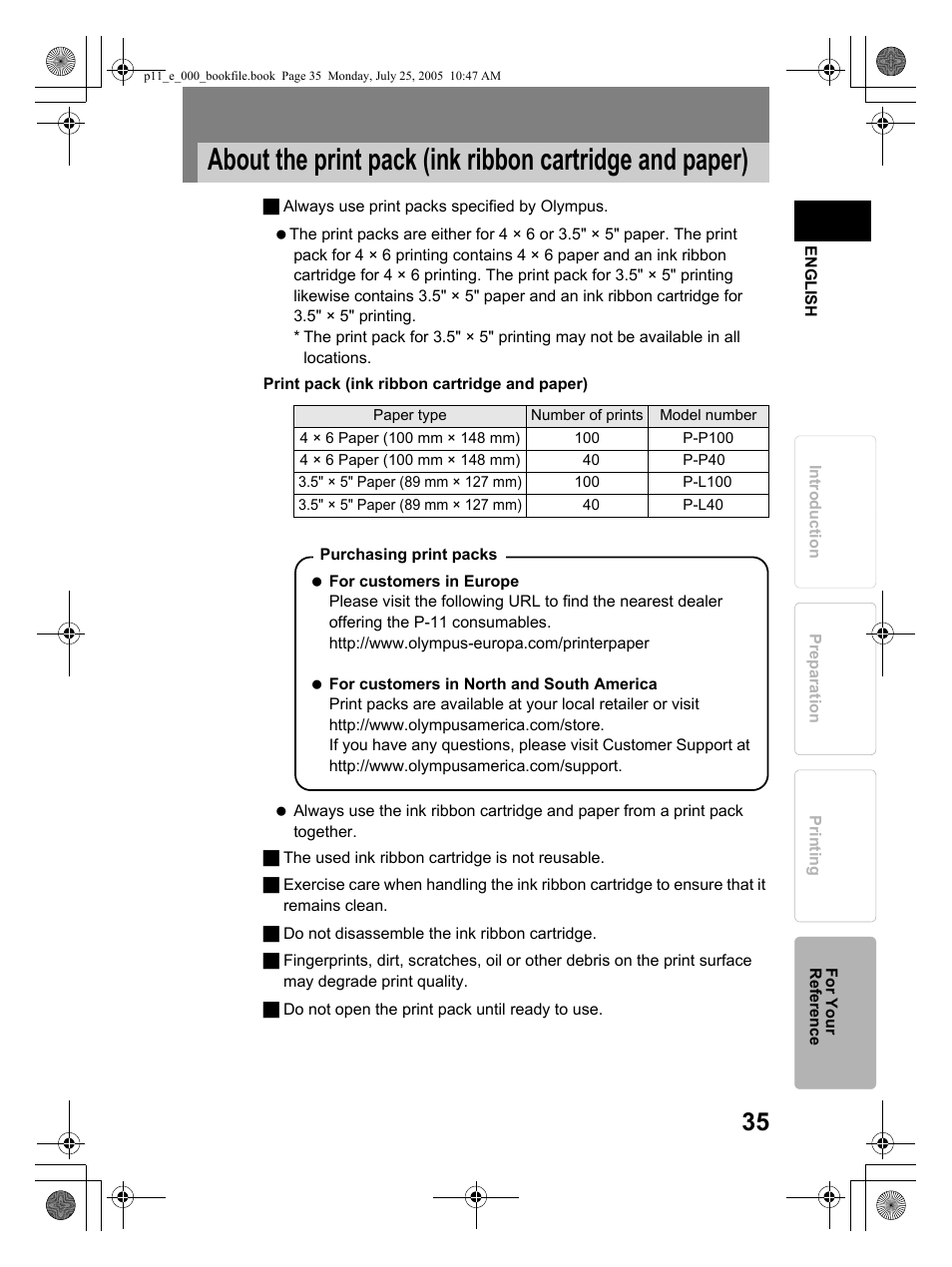 Olympus P-11 User Manual | Page 35 / 164