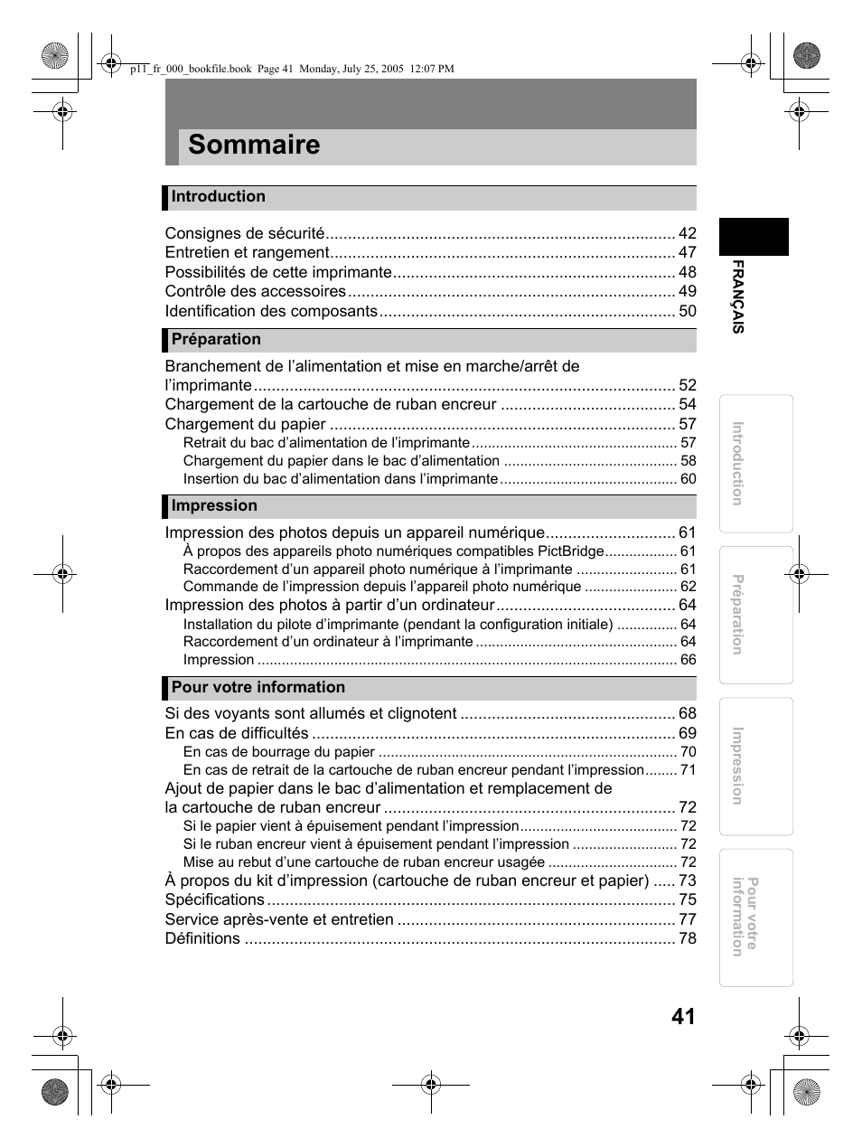 Sommaire | Olympus P-11 User Manual | Page 41 / 164